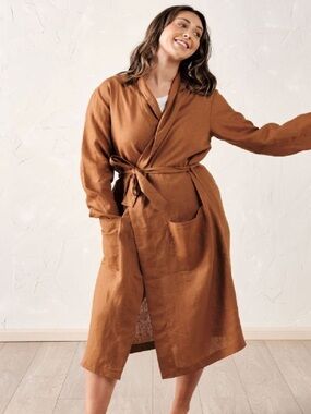 The Citizenry French Linen Long Robe Patch Pockets Medium